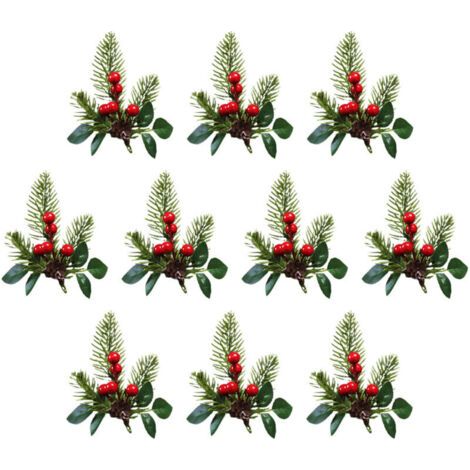 BUNTHAUS Plante artificielle en aiguilles de pin, accessoires de décoration de Noël, coffret cadeau, ornement pour sapin de Noël, baies de pin de Noël