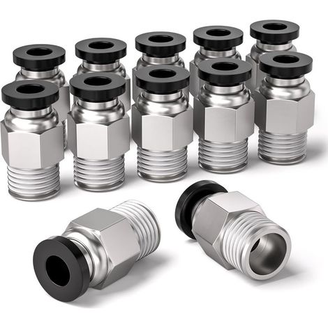 12 PCS 8mm od x 1/4" male thread BSP Direct Push - in Air Connection, adaptateur de ligne d'air à libération rapide (1/5)