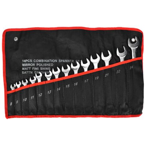 RHG Jeu de clés à cliquet，Jeu de clés mixtes 8-24mm, 14 pièces, clé à douille à cliquet métrique, Kit d'outils de réparation pour tournevis d'écrou (1/5)