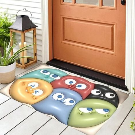 Tapis de salle de bain non glissade, tapis absorbant antidérapant visuel 3D, tapis de buanderie de cœur pour chat, tapis de bain de (1/4)