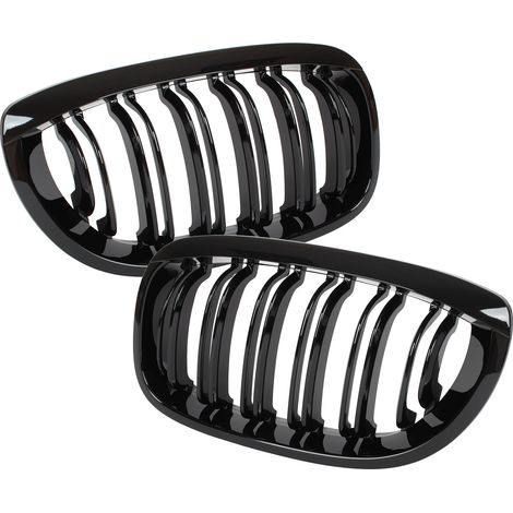 BMW 3 E46 01-05 COUPE / CABRIO griglie tra i fari (reni) sinistra + destra set NERO LUCIDO DOPPIA BARRA