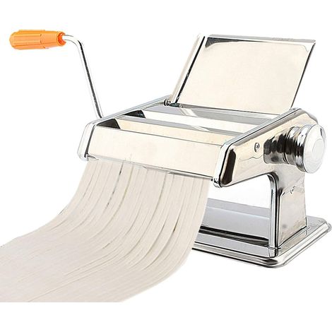 Machine à pâtes manuelle avec manivelle feuilleuse, machine à pâtes fraîches à la maison en acier inoxydable tireur feuilleteuse pour nouilles/spaghetti/lasagna/ravioli