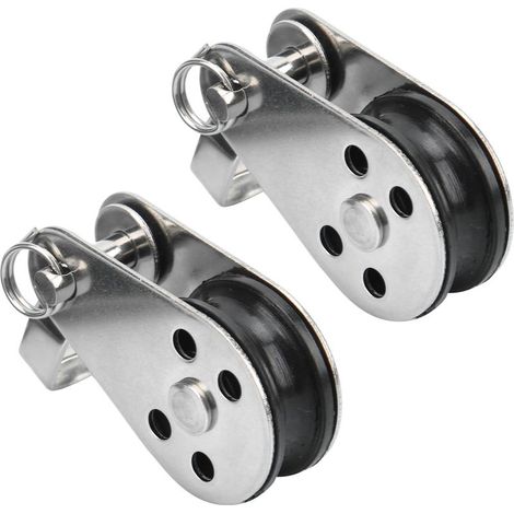 2 pièces Poulies en Acier Inoxydable avec Roulement à Billes, Accessoire de Fixation pour Bateau Voile, Kayak et Équipements Nautiques (1/5)