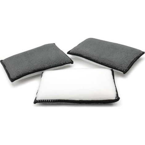 Lot de 3 éponges de nettoyage intérieur de voiture (12,7 x 7,6 cm), éponges en microfibre pour le lavage auto, coussinets de nettoyage pour les oreilles de la voiture, en plastique (1/5)