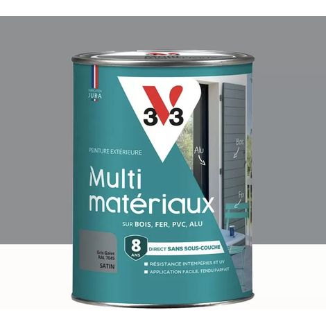 Peinture extérieure V33 Multi-matériaux Satin Gris galet 1,5 L (1/2)