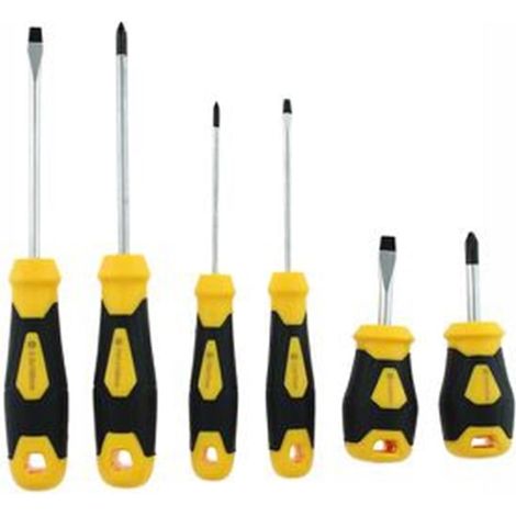 TrAdE Shop Traesio - Set Di Cacciaviti Da 6pz Giraviti Lama In Acciaio Cromo Vanadio Punte Magnetizzate 74692 - (1/2)