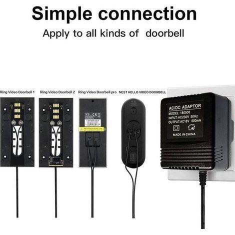Netzteil für Video-Türklingel, Kameraladegerät für Video-Gegensprechanlage, 18 V, 500 mA, EU-Stecker (1/4)
