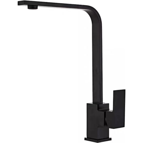 Robinet de cuisine carré en acier inoxydable 304 noir, mitigeur thermostatique encastré pour eau chaude et froide avec bobine en céramique