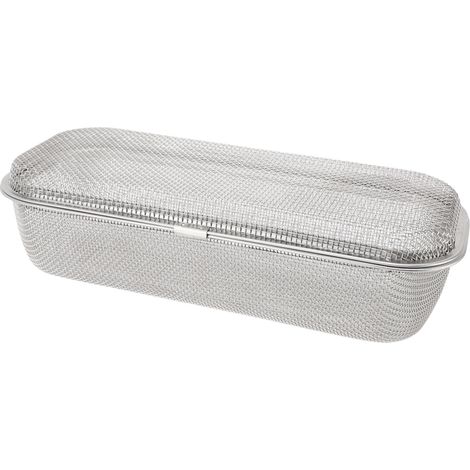 Panier à ustensiles pour lave-vaisselle, acier inoxydable 304, maille rectangulaire, avec porte-couverts, baguettes et petits objets, 11,5 x 26,5 x 7,5 cm / 4,5 x 10,4 x 3,0 pouces. (1/5)