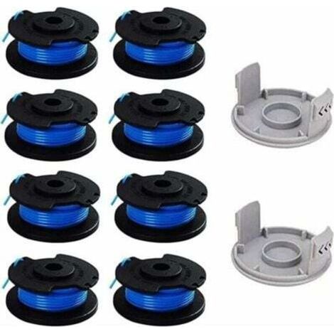 Paquet de 10 bobines de rechange pour tondeuse à pouce Ryobi, compatibles avec Ryobi One + AC14RL3A, tondeuse sans fil, 8 bobines + 2 capuchons de coupe (1/5)