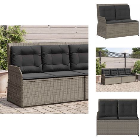The Living Store Gartenbank Verstellbar mit Kissen Grau Poly Rattan - Relaxbank (1/5)