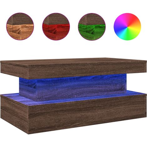 Maison Exclusive - Couchtisch mit LED-Leuchten Braun Eichen-Optik