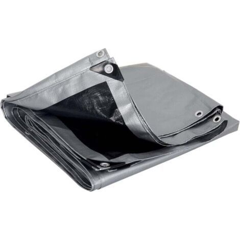 UlisemPE tarpaulin, waterproof and resistant tarpaulin, wooden tarpaulin, protective tarpaulin with multi-purpose eyelets, 120 g/m², gray + black, 2 x 3 m (1/4)