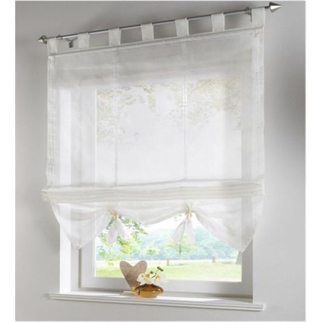 Interieur de Fenetre Voile Rideau de Cuisine Salon Hauteur 155cm Beige Largeur 80cm (1/2)