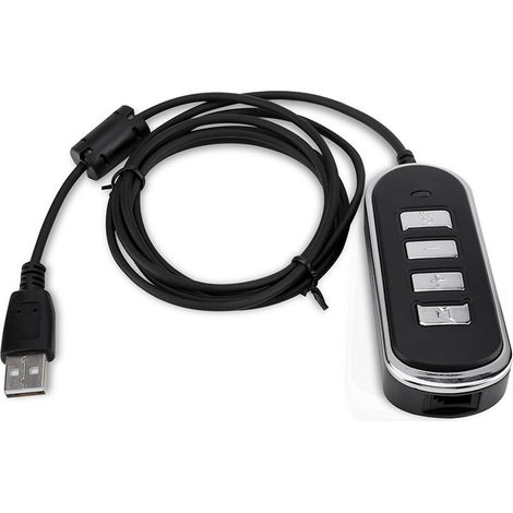 Câble convertisseur audio RJ9 vers USB pour casque audio d'ordinateur avec boîtier de commande