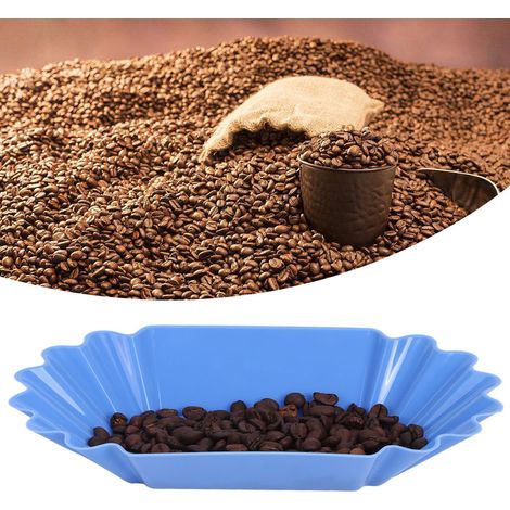 Plateau en plastique PP pour grains de café verts, plateau de torréfaction, plateau d'échantillons, plateau de présentation de grains de café, bleu clair pour la torréfaction et la dégustation. (1/4)