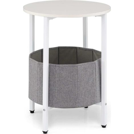 Structure métal table d'appoint ronde avec panier en feutre amovible et rangement pour salon et chambre Ø44x60,5cm (1/2)