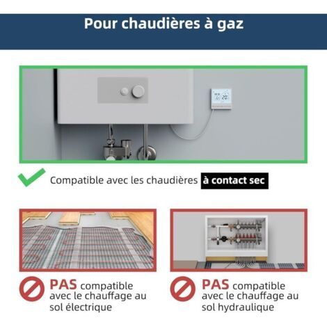 NALOOKAMIC Thermostat Chaudiere gaz,Thermostat Connecté WiFi,Thermostats d'ambiance Programmable,Numérique Programmateur,Contrôle à Distance et Commande vocale,Compatible avec Alexa et Google Home,TOL