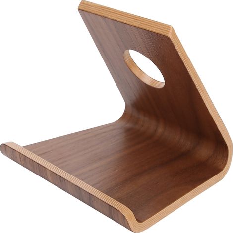 Doppelseitiger Ständer aus Holz in Nussbraun für Desktop-PCs, Tablets, Handys und iPads (1/5)
