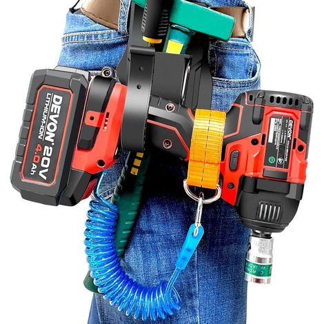 Étui de Perceuse Porte Ceinture à Outils Multifonctionnel avec Corde de Sécurité pour Perceuse à Percussion