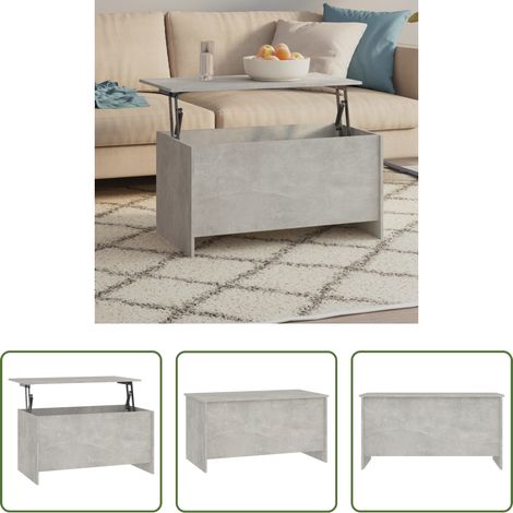 Table basse gris béton - Table basse gris béton 102x55,5x52,5 cm bois d'ingénierie (1/5)
