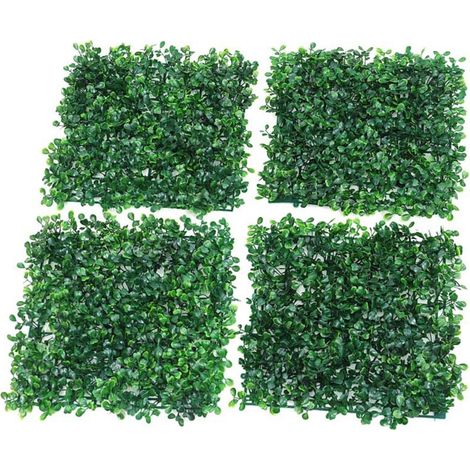 Panneau de plantes artificielles 4 pièces plantes murales artificielles 25 x 25 cm murale plantes artificielles mur balcon herbe (1/4)