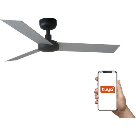 Faro Cruiser Petit ventilateur de plafond 3 pales noir mat, aluminium, système intelligent Tuya (1/3)
