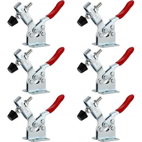 Lntyq Lot de 6 serre-joints horizontaux à bascule GH-201B, serre-joint à bascule, capacité de serrage rapide, tendeurs à levier à genou à dégagement rapide pour machines, menuiserie 90 kg 198 lb
