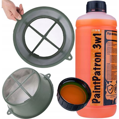Rosfix PaintPatron 3in1 – Konservierungs- und Reinigungsflüssigkeit 1L  Schützt vor Korrosion  Für Sprühgeräte  Malerzubehör + Rosfix Schwarzes Sieb für Farbe 300x230x110mm