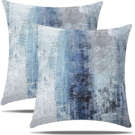 Quadratischer Dekokissenbezug, abstrakter blaugrauer Stil, abstraktes Muster, für moderne Sofas.