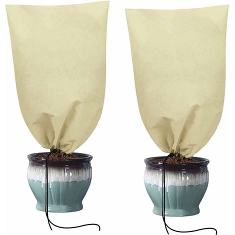 Cubierta De Invierno, Vela De Invierno, Vela De Invierno Vegetal, Con Vela De Invierno Con Cordón, Puede Ser Frío, Resistente A La Intemperie, Cálido, Reutilizable, Duradero, 2 Piezas (1/5)