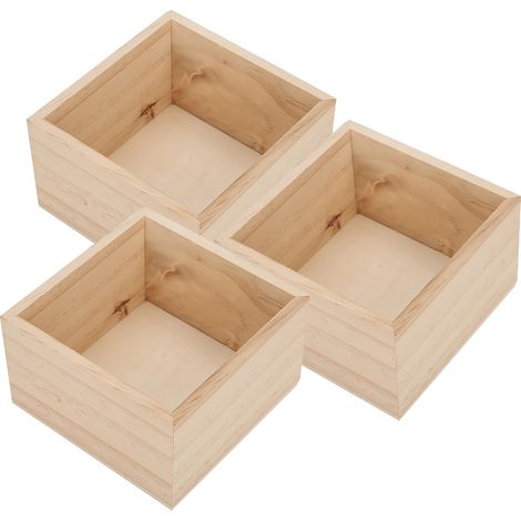 Ensemble de 3 boîtes en bois, style rétro, pour plantes succulentes, rangement crayons et pinceaux, décoration bureau jardin (1/5)