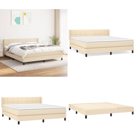 Boxspringbett mit Matratze Creme 180x200 cm Stoff - Boxspringbett - Doppelbett - Cremefarbenes Bett - Bettenrahmen - Lattenrost - Home & Living (1/5)