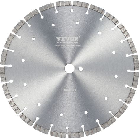 VEVOR Diamond Blade, 12inch/300mm Concrete Saw Blade Wet or Dry, 0.47inch/12mm Wavy Teeth Diamond Segment Blade, Universal 1 inch/25.4 mm Center Hole Diameter, for Concrete Cement Board Tile Brick (1/5)
