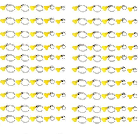 100pcs Colliers de Serrage,Tuyau Clips Réglable, Collier Durite Métallique, Tube Clips Inox, Colliers de Serrage de Différentes Tailles, Pince Collier de Serrage pour Fixation de Tuyau(13-19mm, 19-29m