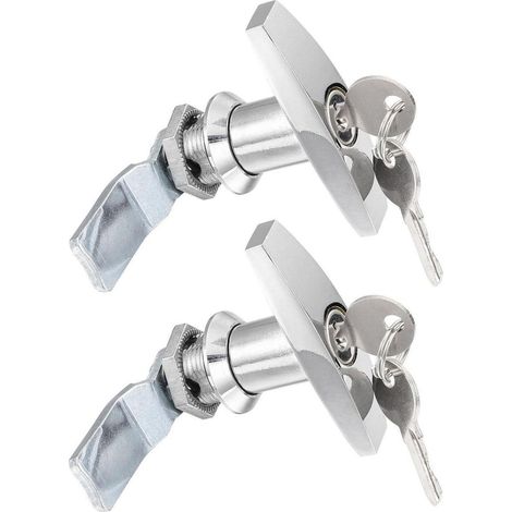 Serrure à poignée en T, lot de 2, pour boîte à outils, remorque, caravane, porte de garage