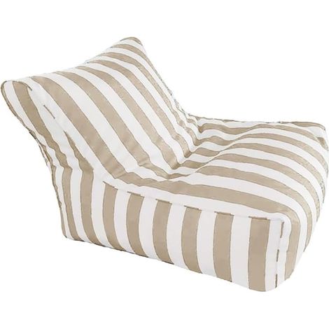 Floating Cover for Pouffe Pool Pouffe Striped Oxford Bean Bag Cover for Adults for Beach Garden Light Khaki-Stripe (1/5)