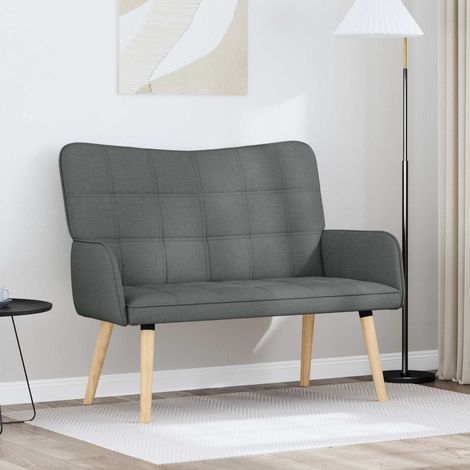 Canapé 2 places en tissu polyester gris foncé 115 x 61 x 87 cm pour salon - PANGIVO (1/5)