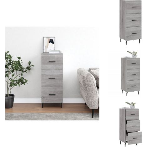 Sideboard Grau Sonoma 34,5x34x90 cm Holzwerkstoff - Schreibtisch - Wohnzimmermöbel - Sideboard Grau - Holz Sideboard - Modernes Sideboard (1/5)