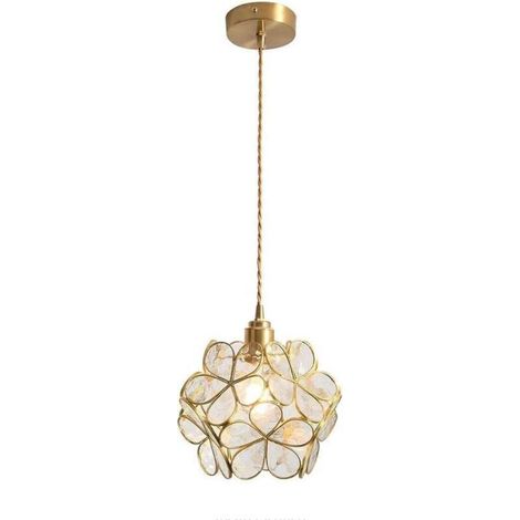Nordic Pétale Forme Pendentif Lampe En Verre Soufflé À La Main Et En Laiton Lampe Suspendue Simple Tête E27 Plafonnier Luminaire Restaurant Chambre D'enfants (Clair) (1/4)