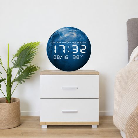 Horloge murale numérique LED ronde JG1005-5 32 cm affichage moderne salon chambre – 48 × 31 × 46 cm – Livraison gratuite