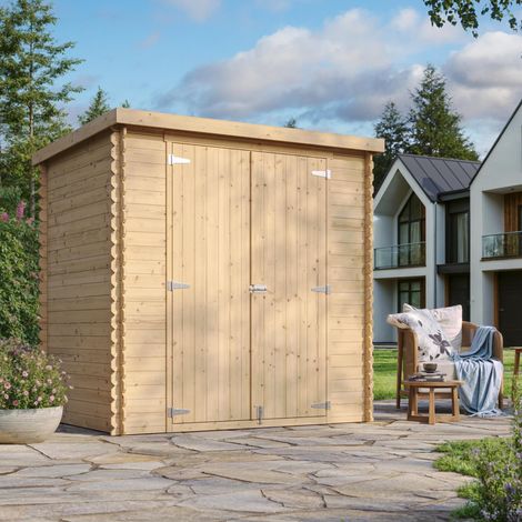 TIMBELA M311C1+M311G Casetta da Giardino in Legno 2,22 m², Capanno da Giardino per Esterno con Pareti da 19 mm, Casetta in Legno per Attrezzi e Biciclette con Pavimento Impregnato