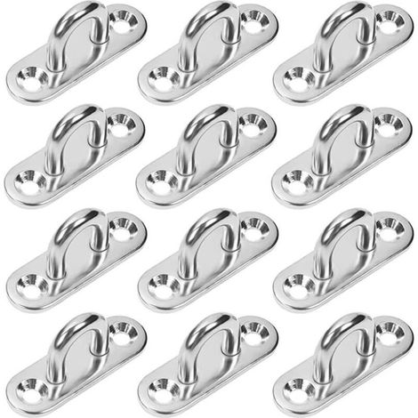12 Pièces Platine Oeil INOX M5 Platine Ancrage INOX 304 Crochet Oeillet Plaque à œillet Rectangulaire Crochets de Plafond Support Mural pour Accrocher des Objets Crochets de Fixation (1/5)