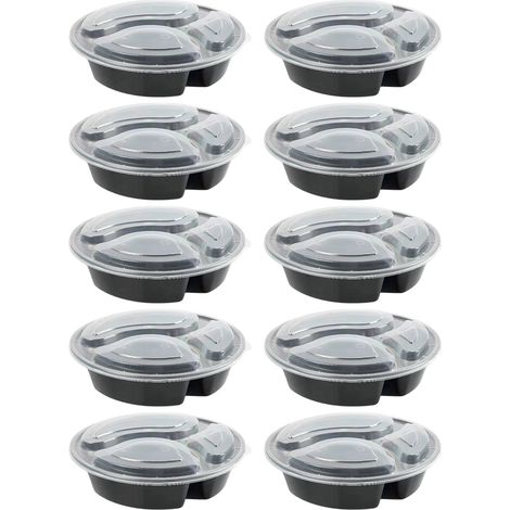 Thickness Disposable Bowl Black Packaging Box For Breakfast Takeaway Dinnerware Can Be Heated Round Rectangular Plastic Wholesale (1/5)
