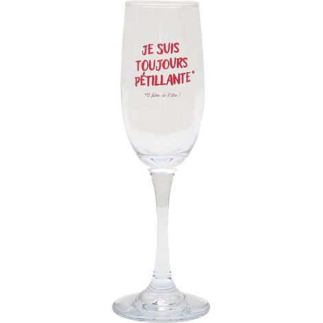 Flute à champagne 15 cl avec message rose esprit Girl Power (1/3)