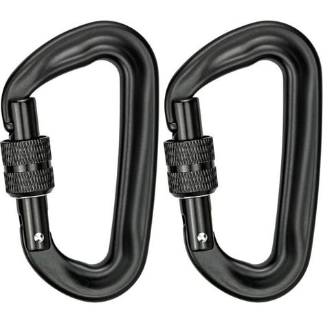 Mousqueton d'escalade 12 kN (2 pièces) - Aluminium 7075 - Verrouillable - Forme en D 81 × 47 mm (1/5)