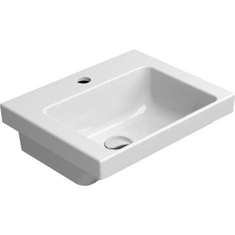 Lavabo en céramique NORM 42x34cm, blanc ExtraGlaze (1/4)