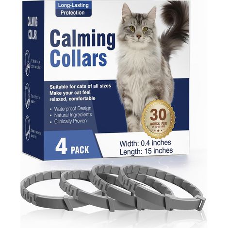 Calming collars for cats and dogs - 4-pack, gray, size 2 for cats. (1/4)