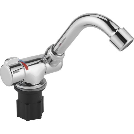 Robinet fileté G1/2 pouce avec sorties d'eau chaude et froide, rotation à 360°, convient aux camping-cars, aux fourgons aménagés, aux cuisines et aux salles de bains. (1/5)