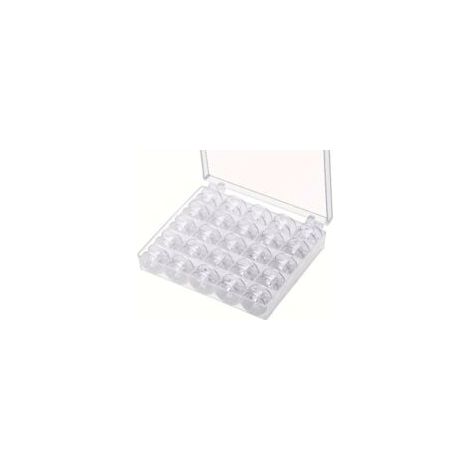Canillas para máquinas de coser, Canillas para máquinas de coser, Canillas universales para coser, Canillas de plástico para máquinas de coser con caja de almacenamiento (25 piezas, transparentes) - C